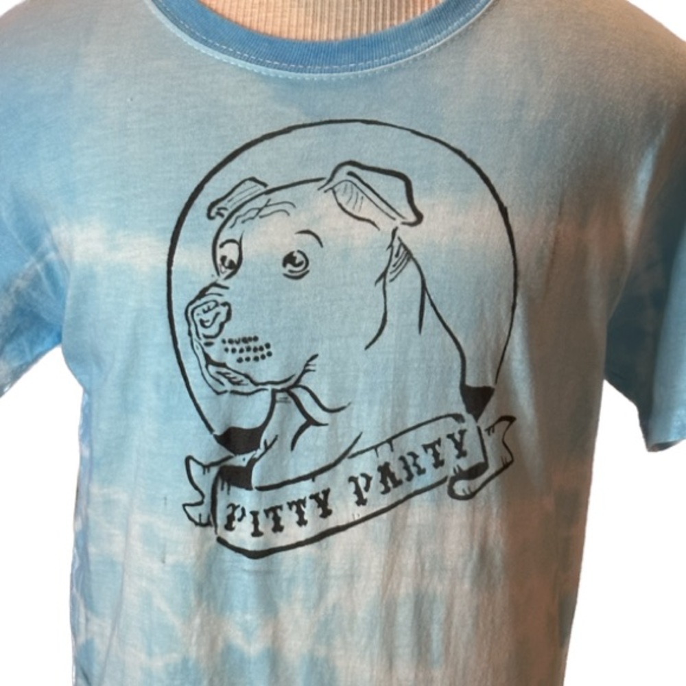 ⚡️Pitty Party Pitbull dog distressed blue dyed graffiti t-shirt XL Youth